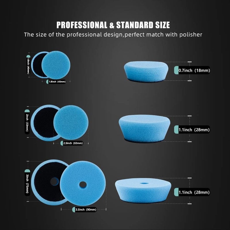 SPTA 29pcs Drill Buffing Pad Detail Polishing Pad Mix Size Kit with 5/8-11 Thread Backing pad & Adapters for Car Sanding, Polishing, Waxing (32Pcs Mini Detail Polishing Sets) - Image 3