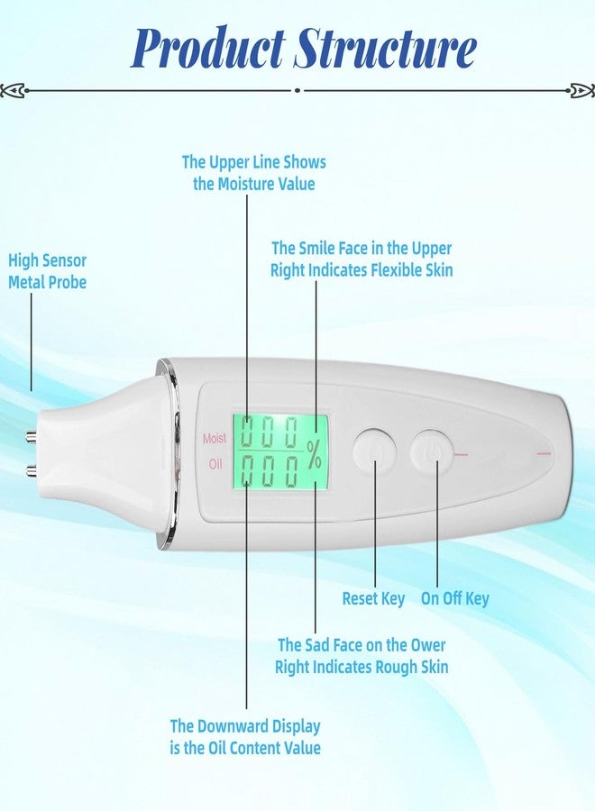 Skin Hydration Tester, Skin Tester, Portable Smart Display Digital Skin Detection Pen Skin Tester Pen Face Care Tool for Girl Women - Image 3