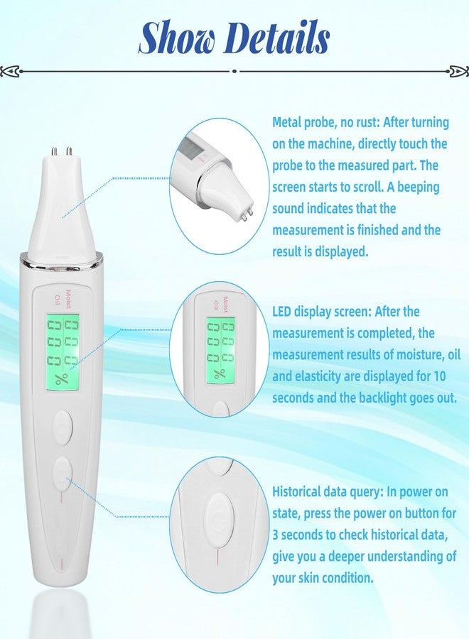 Skin Hydration Tester, Skin Tester, Portable Smart Display Digital Skin Detection Pen Skin Tester Pen Face Care Tool for Girl Women - Image 5