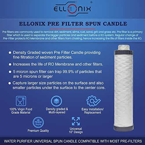ELLONIX RO Pre-Filter for Water Purifier | Pre-Filter Cartridge Suitable for LivPure & Aquaguard, Housing Suitable for Kent Balck and White Pre Filterr | Food Grade 1/4 inch Pipe Size - Image 2