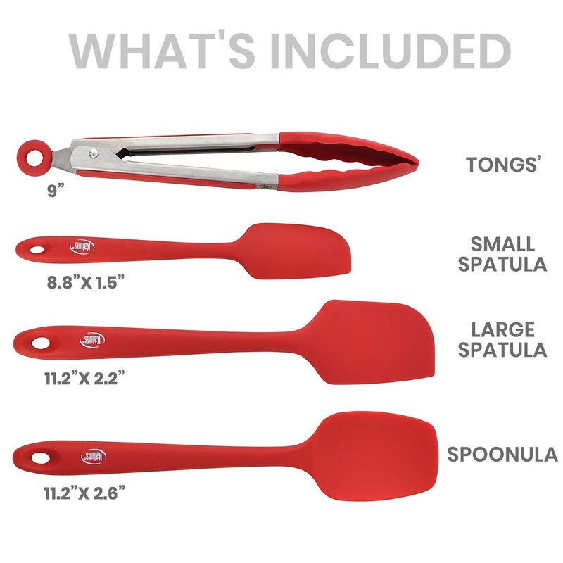 Kaluns Silicone Spatula Set 4 Pcs Rubber Spatulas Silicone Heat Resistant 600F  Spatulas for Nonstick Cookware  Seamless Design with Stainless Steel Core  Dishwasher Safe  Bonus Tongs Included - Image 2
