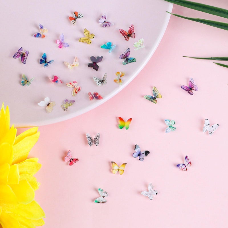 FOIMAS Miniature Butterflies,50 Pcs Micro Butterfly for Crafts Fairy Garden Dollhouse Micro Landscaping Resin Decoration - Image 3