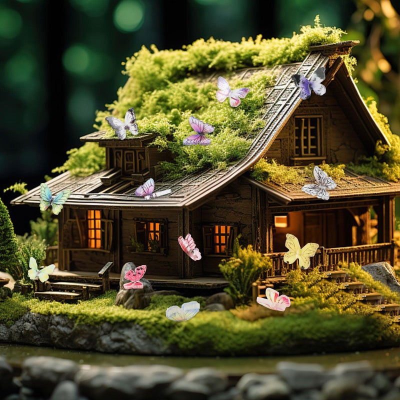 FOIMAS Miniature Butterflies,50 Pcs Micro Butterfly for Crafts Fairy Garden Dollhouse Micro Landscaping Resin Decoration - Image 5