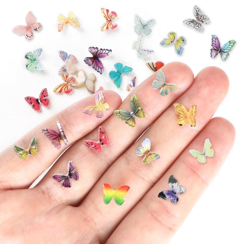 FOIMAS Miniature Butterflies,50 Pcs Micro Butterfly for Crafts Fairy Garden Dollhouse Micro Landscaping Resin Decoration - Image 1