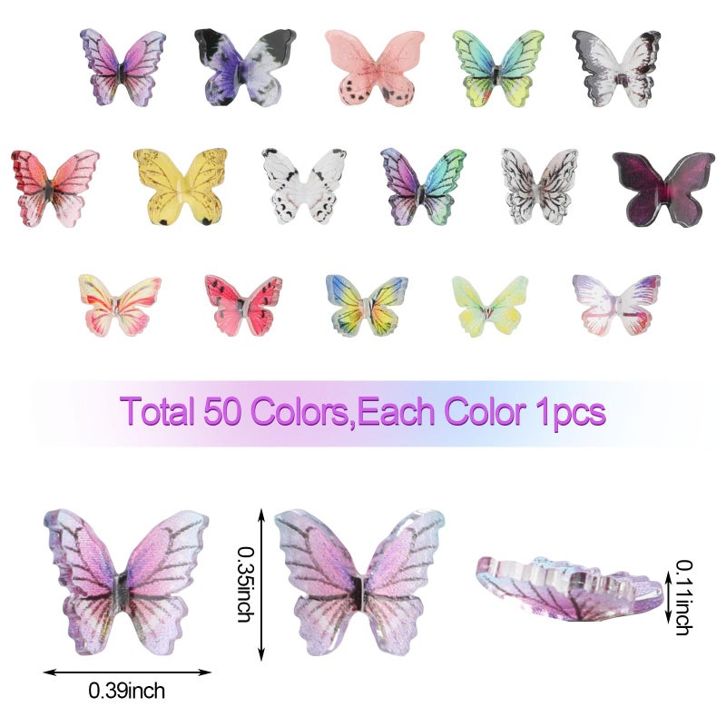 FOIMAS Miniature Butterflies,50 Pcs Micro Butterfly for Crafts Fairy Garden Dollhouse Micro Landscaping Resin Decoration - Image 4
