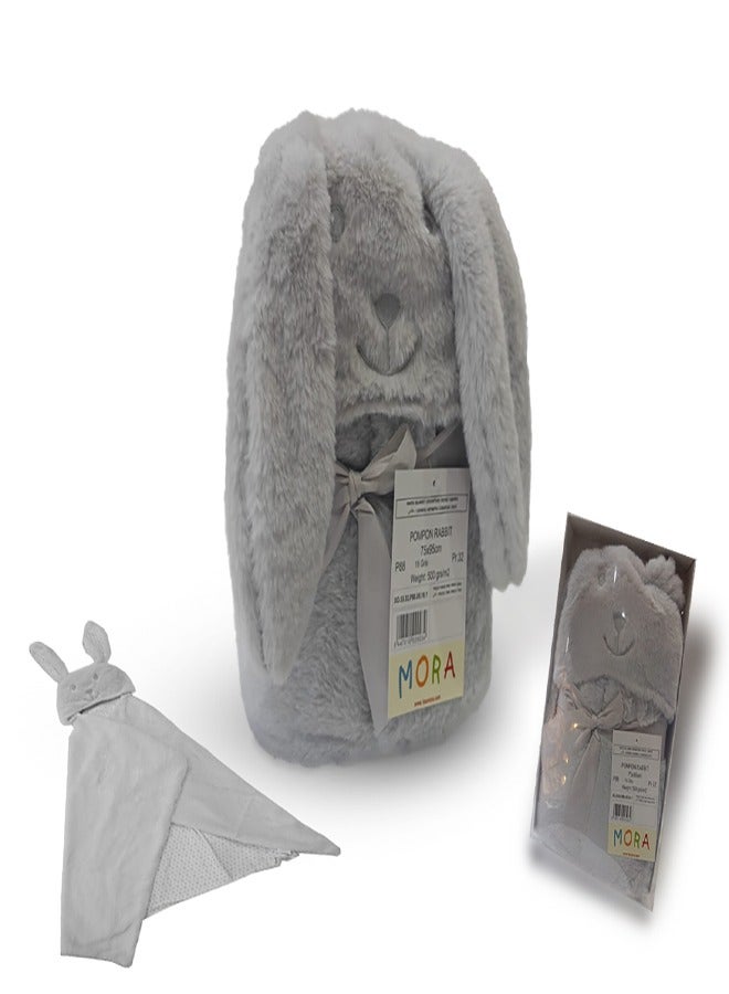 Mora spain Mora Baby Blanket - Pompon Rabbit Color :Grey. - Image 4