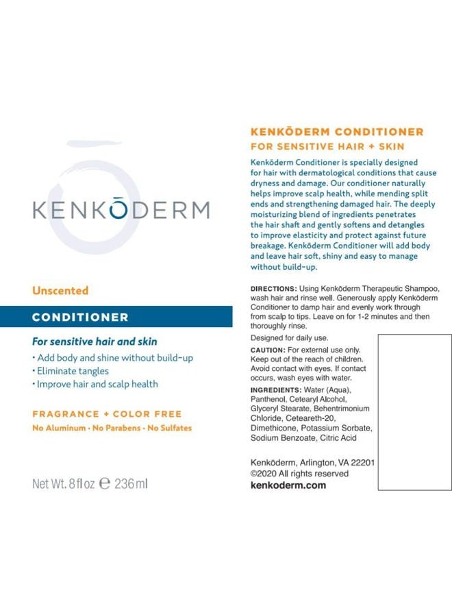 KENKODERM Conditioner for Sensitive Hair and Skin - 8 oz | 1 Tube | Dermatologist Developed | Fragrance + Color Free - Image 2