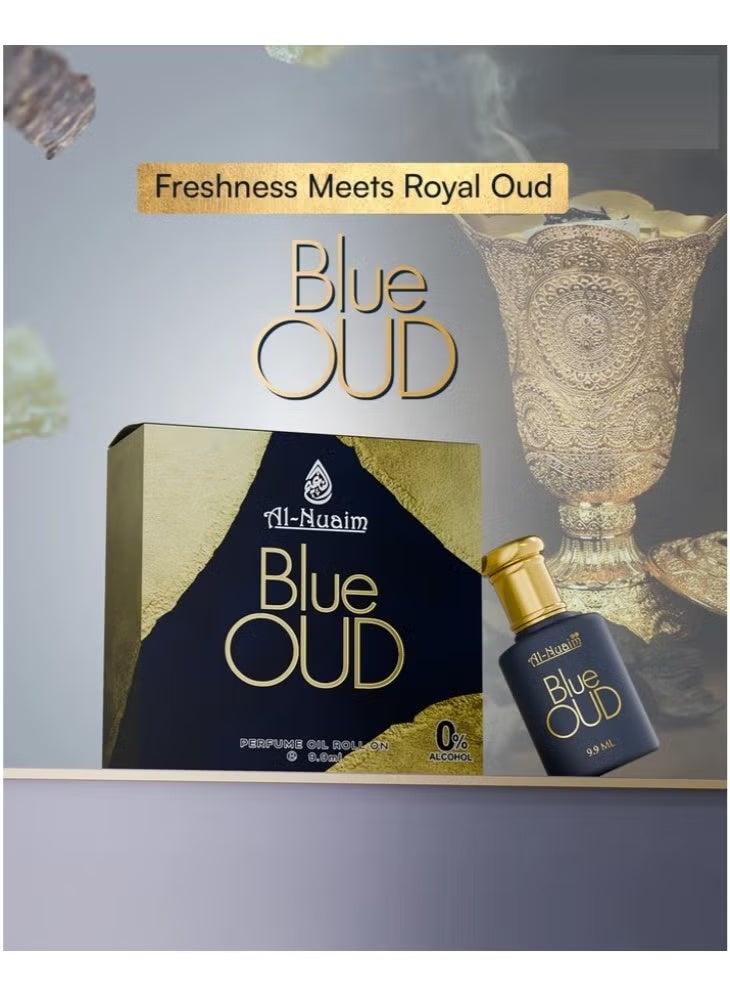 Al Nuaim Blue OUD Roll-On Attar 9.9ml | Woody Oriental Fragrance | Alcohol-Free Long-Lasting Oud Perfume for Men & Women - Image 3