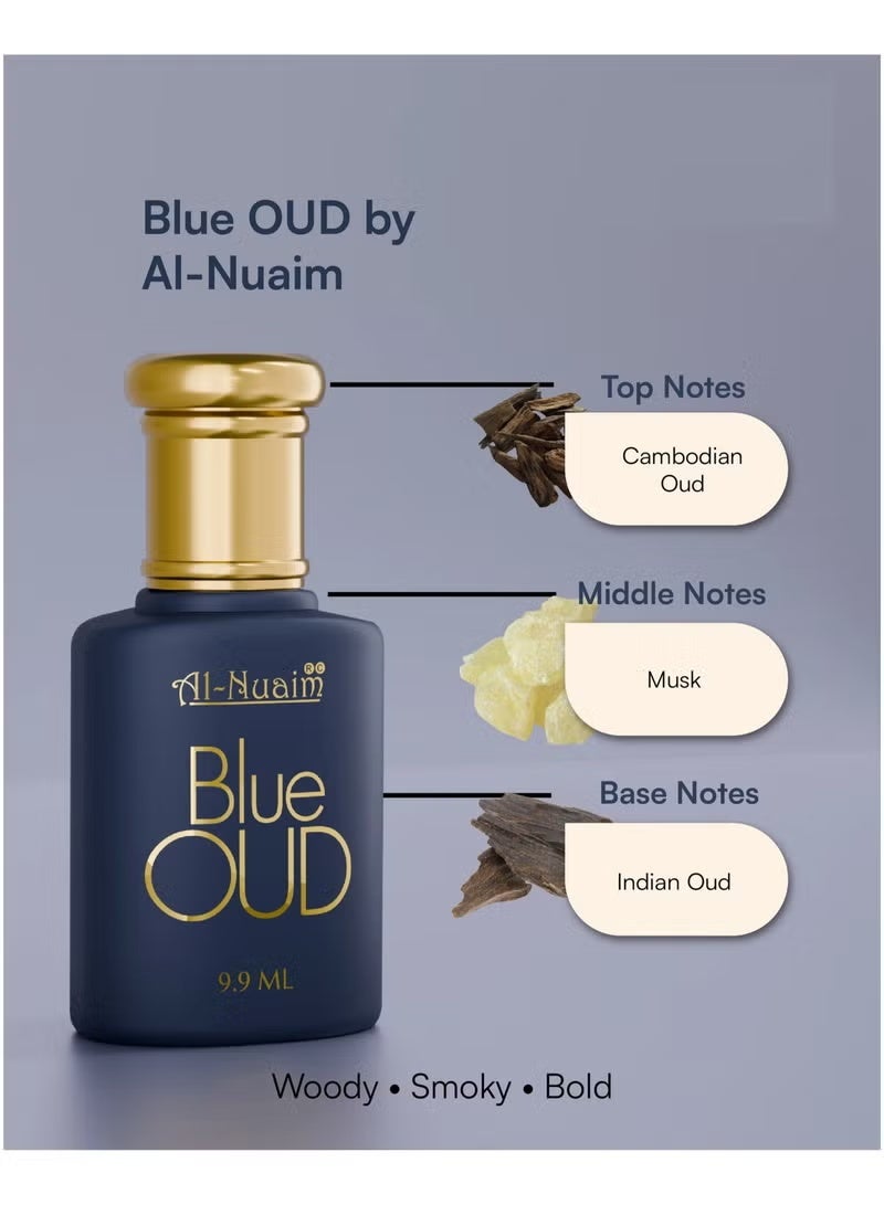 Al Nuaim Blue OUD Roll-On Attar 9.9ml | Woody Oriental Fragrance | Alcohol-Free Long-Lasting Oud Perfume for Men & Women - Image 2