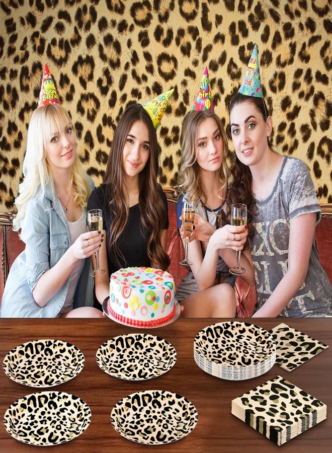 DYLIVeS Leopard Print Birthday Party Tableware for 24, Disposable 9 inch Paper Plates and 3 Ply Luncheon Napkins for Jungle Safari Cheetah Print Leopard Birthday Party Decorations - Image 5