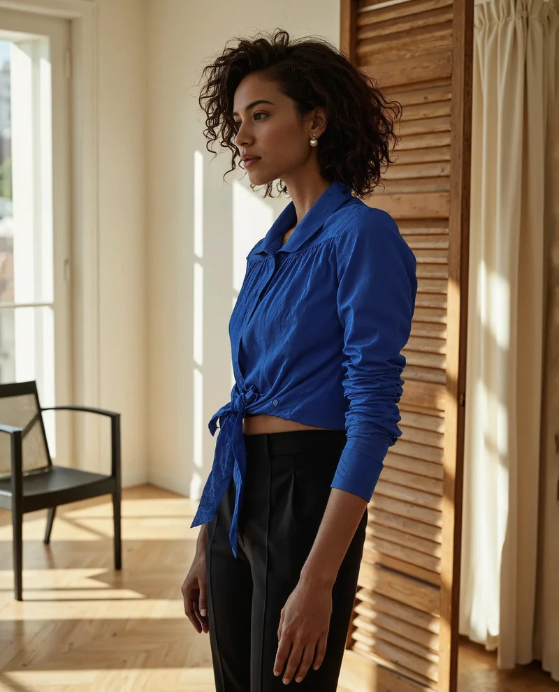Rareism Women's Crop Top With Knot Detail