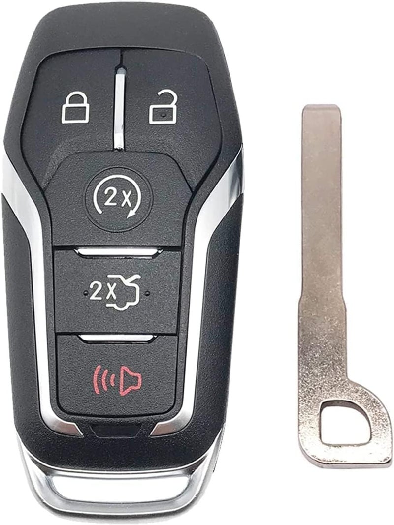5 Buttons Car Key Shell with Uncut Key Blade for Ford Fusion Explorer Mustang Edge F150 F250 F350 Lincoln MKZ MKC, Replacement Keyless Entry Remote Control Fob Cover Case - Image 1