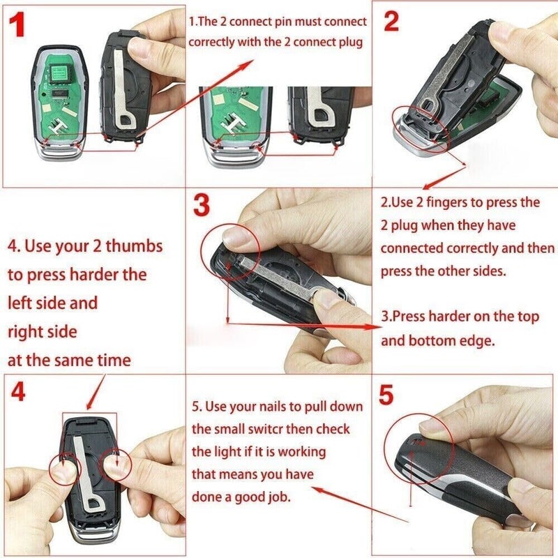 5 Buttons Car Key Shell with Uncut Key Blade for Ford Fusion Explorer Mustang Edge F150 F250 F350 Lincoln MKZ MKC, Replacement Keyless Entry Remote Control Fob Cover Case - Image 5