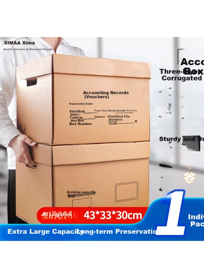 Simaa Accounting Voucher File Storage Box, Three-layer Corrugated Thickened Version, 43*33*30cm, Single Pack, Financial Voucher Document Organizer Storage Box, Book Storage Box, Wg-ko2 - Image 1