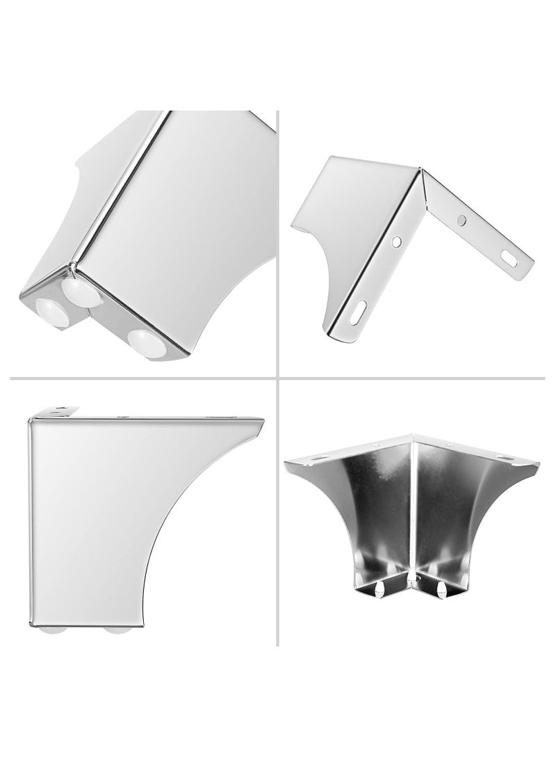 4 Pcs 10cm Metal Sofa Legs Wardrobe Leg Furniture Leg, Modern Table Legs Metal Triangle Furniture Feet, Sofa Foot Couch Legs Replacement for Cabinet Cupboard Chair Ottoman(Silver) - Image 3