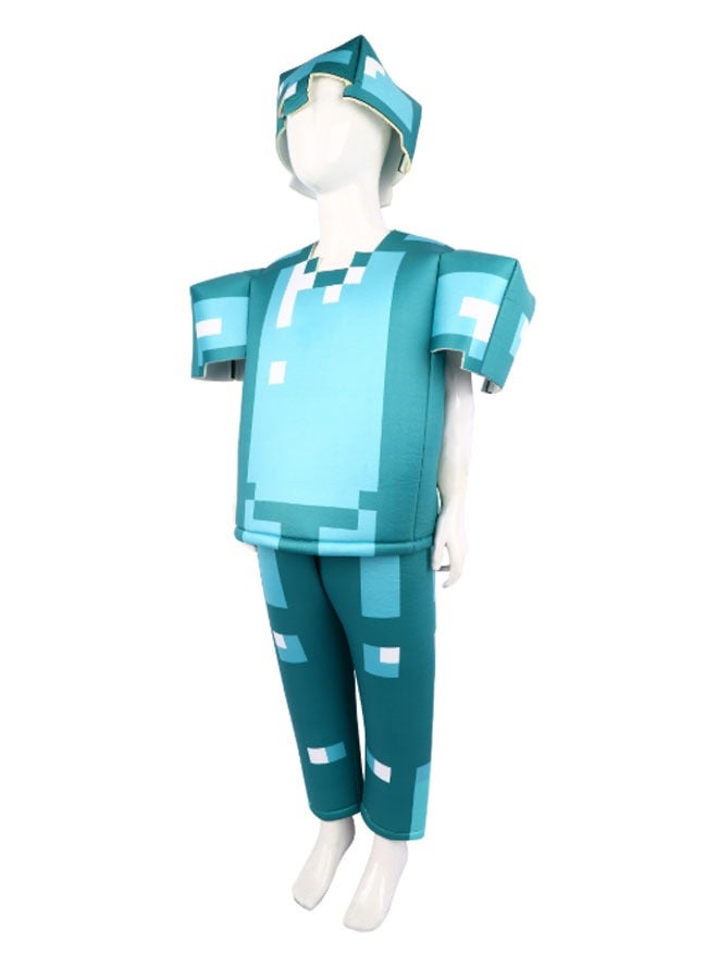 Minecraft Diamond Armor Kids Coscostume Stage Game Show Costumes Mask + Top + Pants Three-Piece Set A gift for Minecraft fans - Image 3