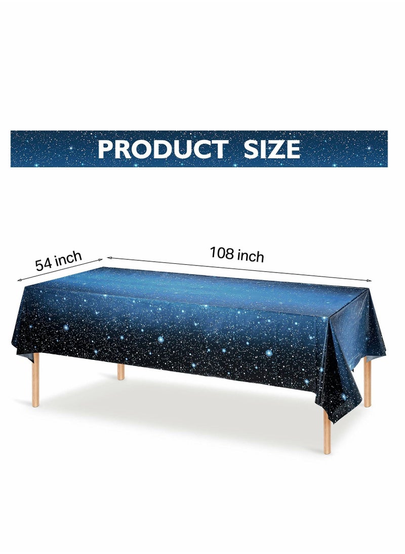 Y&D - Space Tablecloth Starry Night Decorations Plastic Galaxy Table Cover Stars Theme Party Supplies for Birthday Home Decorations, 54 x 108 Inch, 2 Pieces - Image 1