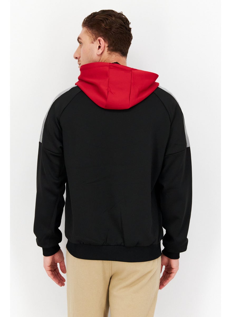 Cultura New York Men Hooded Full Zipper Textured Jackets, Black Combo  - Image 2