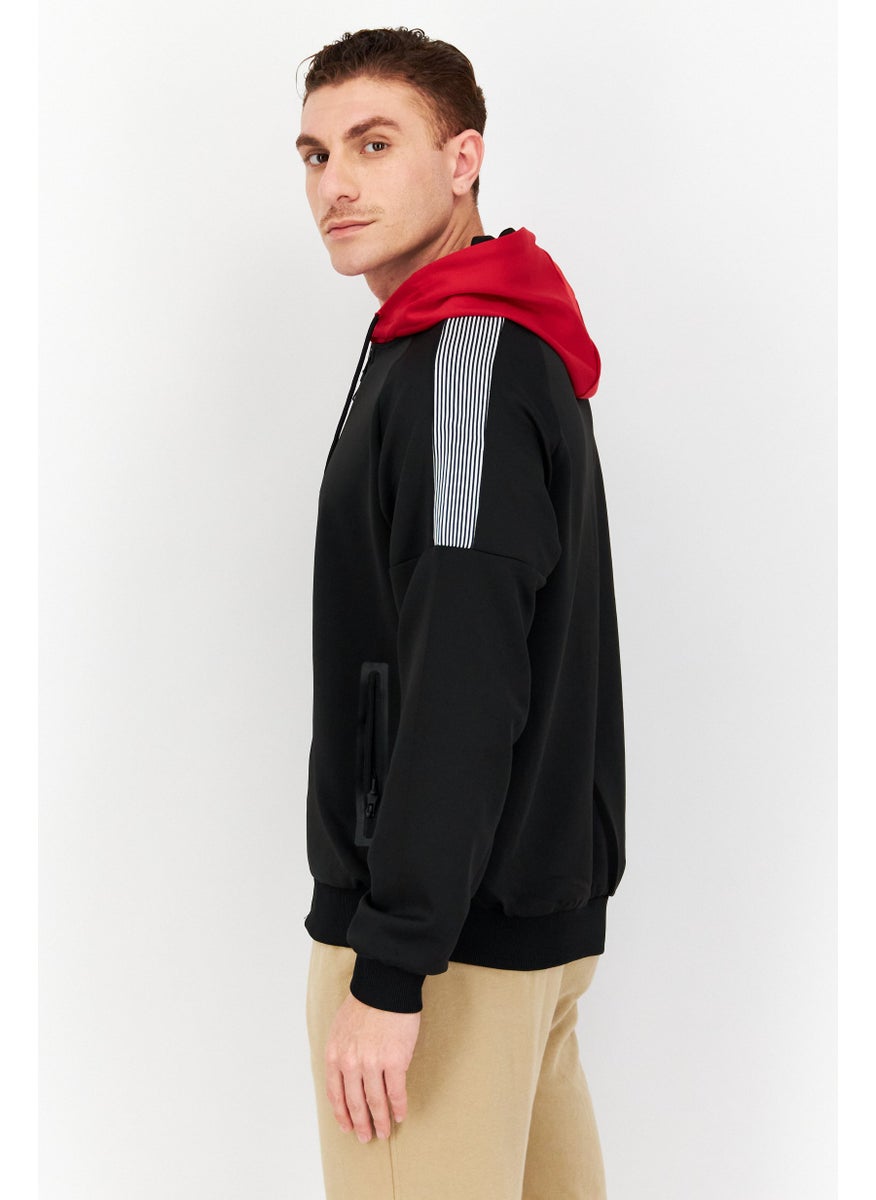 Cultura New York Men Hooded Full Zipper Textured Jackets, Black Combo  - Image 3