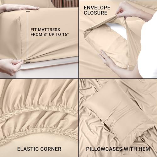 Utopia Bedding Twin XL Sheet Set – 3 Piece Bed Sheets for Twin XL Size Bed, Soft and Breathable Microfiber, Includes 1 Fitted Sheet, 1 Flat Sheet and 1 Pillowcase (Beige) - Image 3