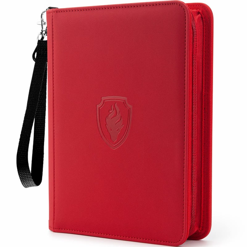 Fabmaker Premium 4 Pocket Zip Card Binder Trading Card Binder for 320 Cards Portable PU Card Collection Binder Collector Card Album Folder for Game Sports Cards Red - Image 2