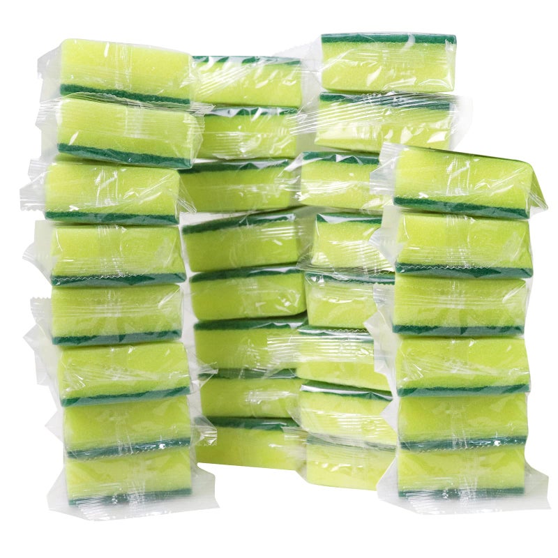 Sadocom 30 Pack Sponge Individually Wrapped Non Scratch Scrouing Sponges for Household Cleaning Dishes Kitchen Apartment Car Bike