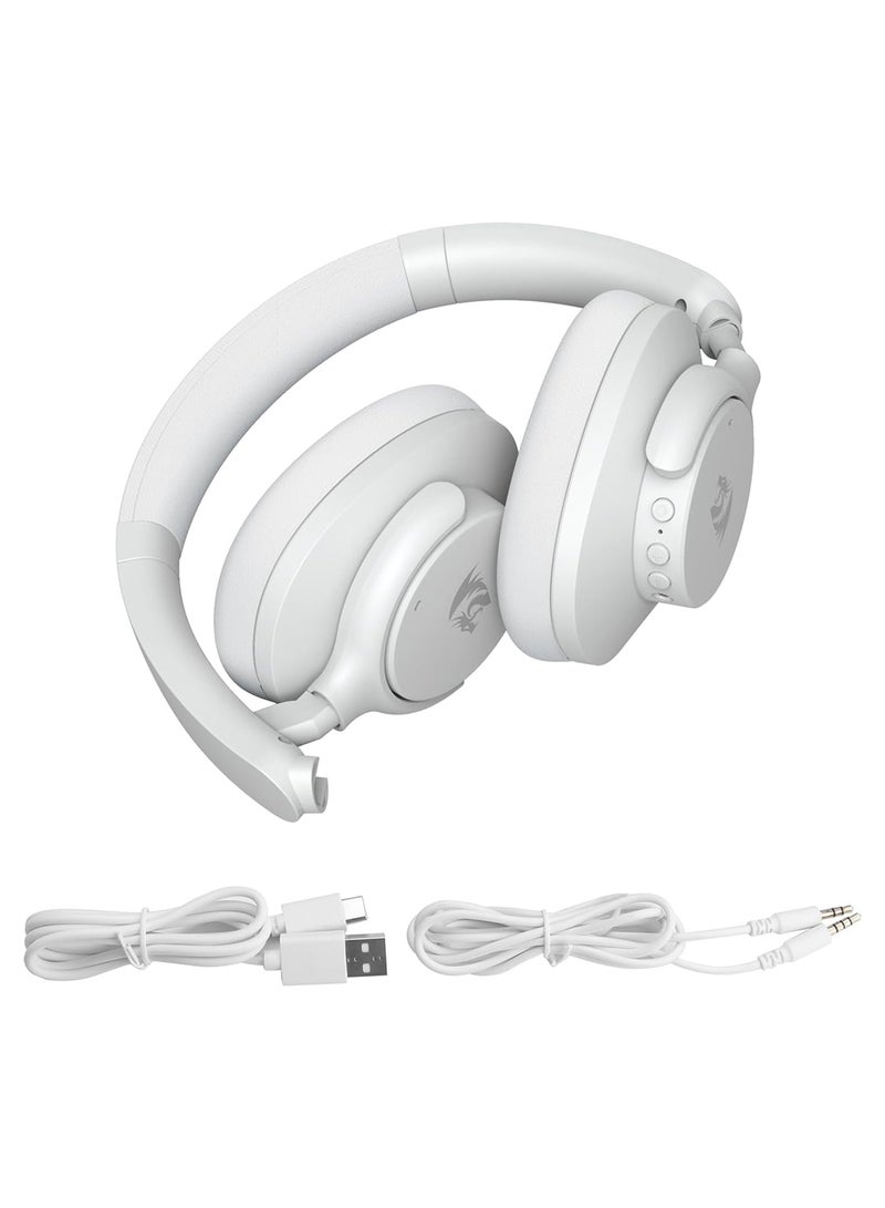 Redragon H610 Wireless Gaming Headset for PS5, PS4, PC, Mac, NS - BT 5.3 with ANC Noise Cancellation, 50H Battery, Lightweight, Over-Ear Headphones with Built-in Mic, White - Image 2