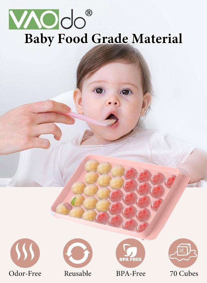 فاو دو صينية مكعبات ثلج بغطاء وصندوق، صينية مكعبات ثلج دائرية للمجمد، قالب ثلج خالٍ من مادة BPA، صانعة كرات ثلج قابلة للتكديس، صينية مكعبات ثلج دائرية للقهوة والشاي والعصائر والمشروبات باللون الوردي - Image 2