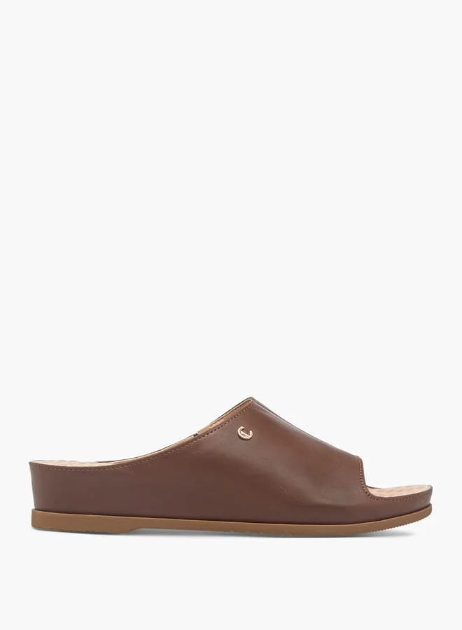 Women's Solid Peep Toe Slip-On Sandals