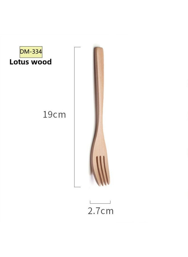 Japanese Style Creative Portable Spoon And Chopsticks Fork Three-piece Set Of Internet Popular Western-style Gift Tableware Wooden Spoon Wound Chopsticks-Specifications:19*4cm Lotus Fork-DM334  - Image 1