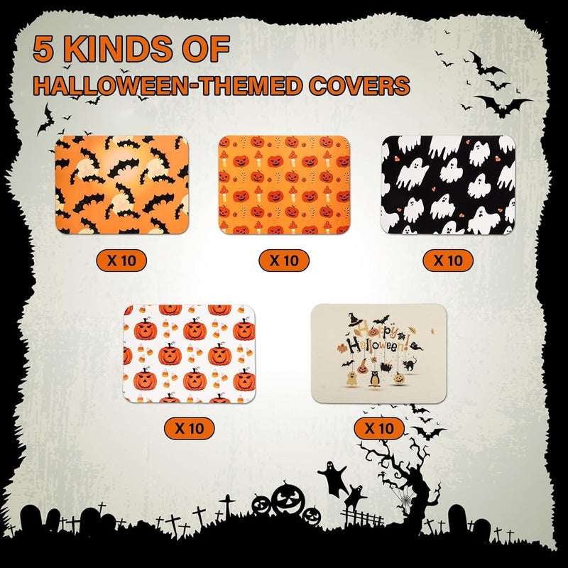 Findful 50 Pack Halloween Aluminum Pans with Lids - 8.5x6 Inch Disposable Foil Pans (2.25lb Capacity), 5 Holiday Print Designs, foil containers with lids for Baking, Cooking, Halloween Party & Leftovers - Image 4