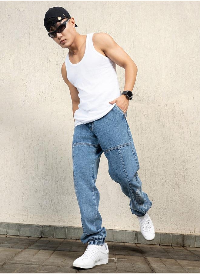 Hubberholme - Mid Rise Relaxed Fit Cut & Sew Panel Jeans by Styli - Image 1