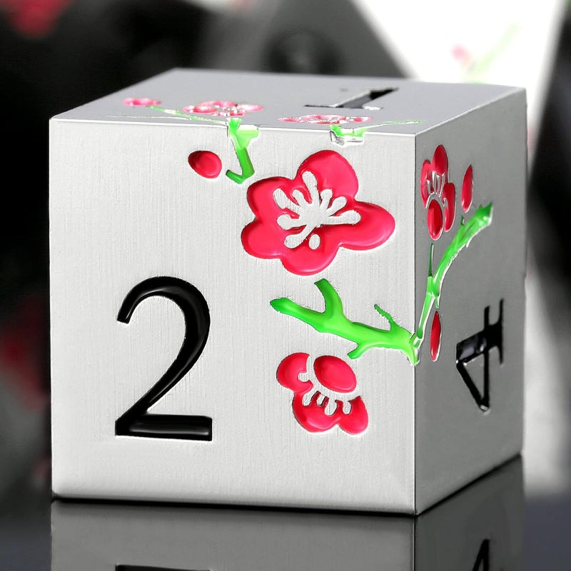 DNDND Metal DND Dice, 7 PCS Glow in The Dark Metallic D&D Dice Set with Gorgeous Gift Case for Dungeons and Dragon Tabletop Game (Glow in The Dark Pink) - Image 4