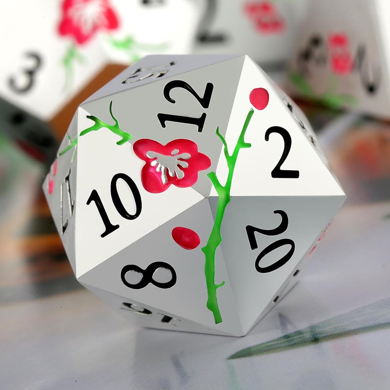 DNDND Metal DND Dice, 7 PCS Glow in The Dark Metallic D&D Dice Set with Gorgeous Gift Case for Dungeons and Dragon Tabletop Game (Glow in The Dark Pink) - Image 5