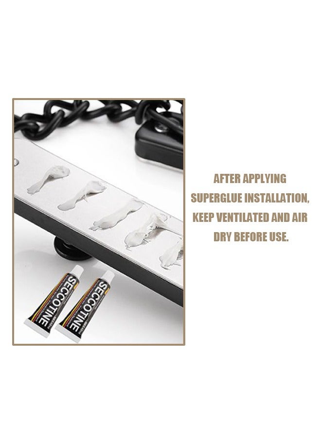 قفل حماية للباب بسلسلة من الفولاذ المقاوم للصدأ، قفل ضغط مضاد للسرقة بدون ثقب مع زنبرك أمان، غرفة نوم المنزل والشقق الفندقية، قفل سلسلة أمان منزلق (برونزي) - Image 4