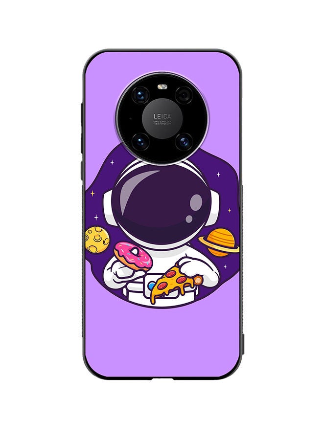 VR CREATIVE Protective Case Cover For Huawei Mate 40 Cute Astronaut Eating Donut And Pizza Design Multicolour - Image 1