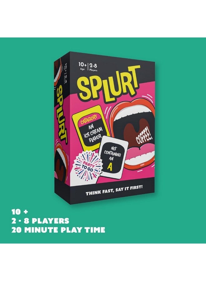 غايمرايت Gamewright - Party to Go - Splurt - فكر بسرعة ، قلها أولا - الأعمار 10+ ، 2-8 لاعبين - Image 2