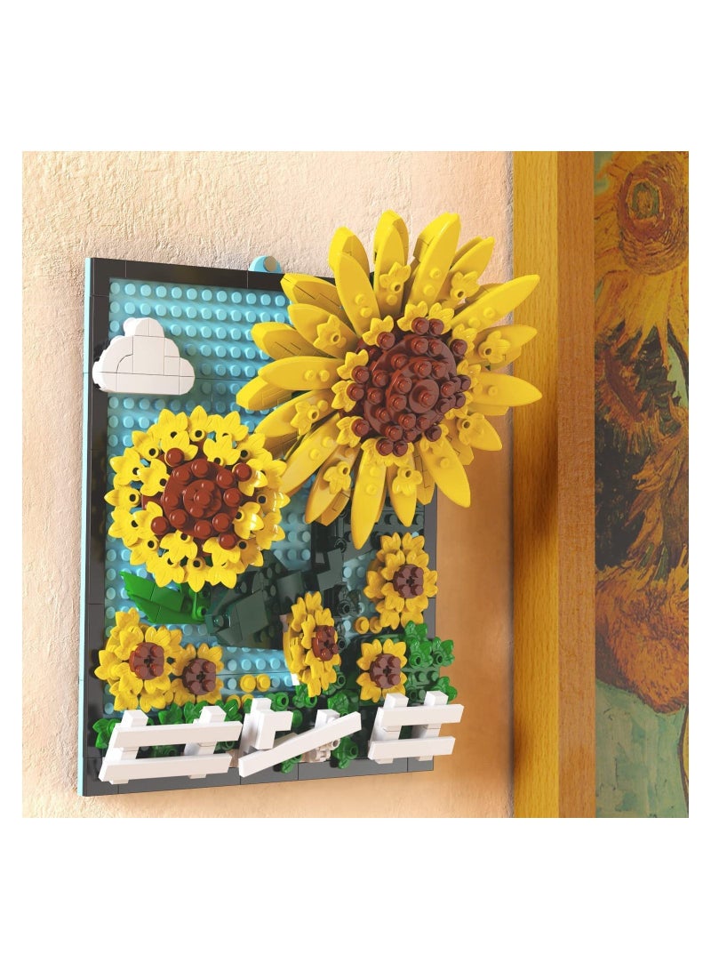 SYOSI Sunflower 3D Picture Decorations Painting Building Blocks Artificial Flowers Building Toy Kit Educational Gift for Kids Adults Unique Home Decor and Great Birthday Valentine's Day Gifts for Her Women - Image 4