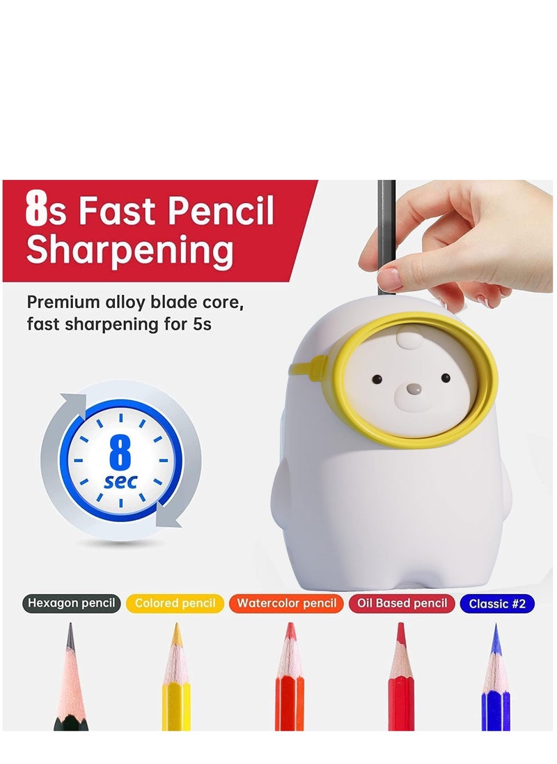 Electric Pencil Sharpener, Auto-Stop Feature and Heavy Duty Helical Blade Pencil Sharpener, USB & Battery Operated 3 Adjustable Sharpening Modes for 6-8mm Diameter Pencils for Student School Office