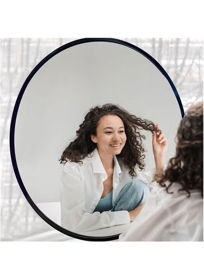 ليكسين مرآة دائرية، إطار معدني أسود مثبت على الحائط، مرآة حائط للمدخل والحمام وطاولة الزينة وغرفة المعيشة (أسود) - Image 3