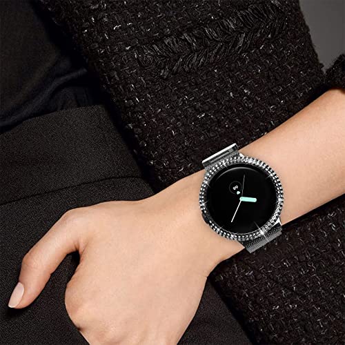KONAFEI Compatible for Google Pixel Watch 3 41 mm/Pixel Watch 2/1 Case with Screen Protector, Bling Protective Face Cover Tempered Glass Bumper Diamond Rhinestone Thin Hard PC Plated Frame - Image 5