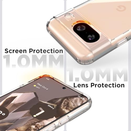 RIGGEAR Shockproof Clear Hybrid Armor Back Cover Case for Google Pixel 8 (Clear TPU + PC) - Image 3