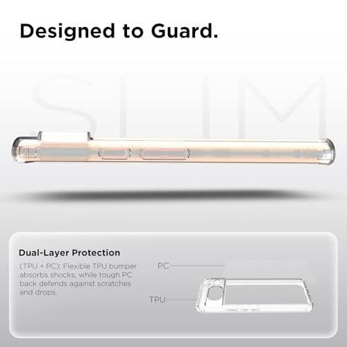 RIGGEAR Shockproof Clear Hybrid Armor Back Cover Case for Google Pixel 8 (Clear TPU + PC) - Image 5