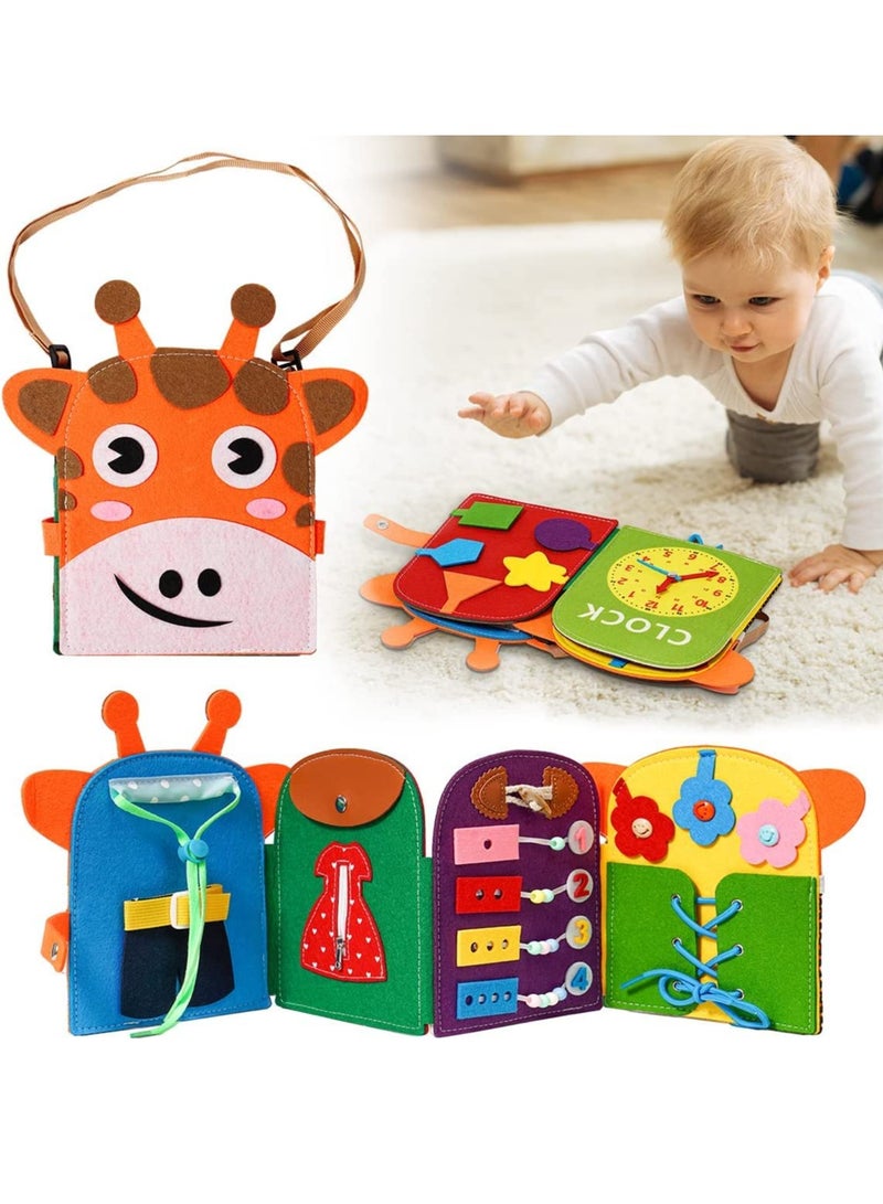 كيلا لوحة مشغولة للأطفال الصغار من عمر 1 إلى 3 سنوات، ألعاب حسية على شكل زرافة من مونتيسوري، ألعاب تعليمية لأنشطة السفر بالطائرة، لوحة مشغولة للأطفال بعمر سنة فما فوق، ألعاب مهارات ارتداء الملابس الأساسية للأولاد والبنات، هدايا - Image 1