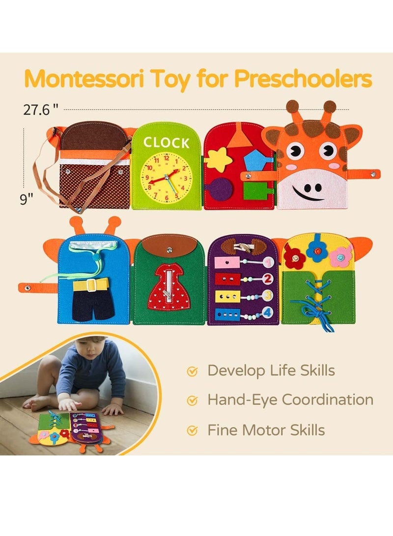 كيلا لوحة مشغولة للأطفال الصغار من عمر 1 إلى 3 سنوات، ألعاب حسية على شكل زرافة من مونتيسوري، ألعاب تعليمية لأنشطة السفر بالطائرة، لوحة مشغولة للأطفال بعمر سنة فما فوق، ألعاب مهارات ارتداء الملابس الأساسية للأولاد والبنات، هدايا - Image 5