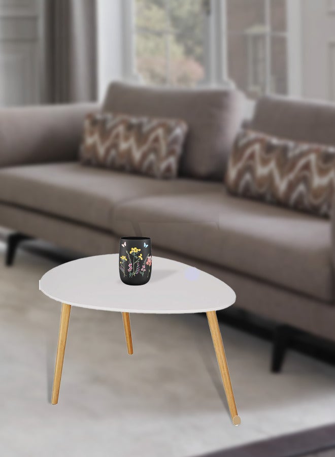 طاولة خشب القهوة بيضاوي حامل، طاولة شاي، طاولات جانبية، متعددة الاستخدامات لغرفة المعيشة والمنزل والمكتب طاولات بيضاء قابلة للطي، مع ارجل خشب، 40 سم، 50×49 سم - Image 1