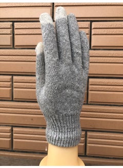 Autumn and Winter plush thick touch screen and thin acrylic warm cold-proof knitted wool touch screen gloves wholesalePolyester cotton gray Polyester cotton gray