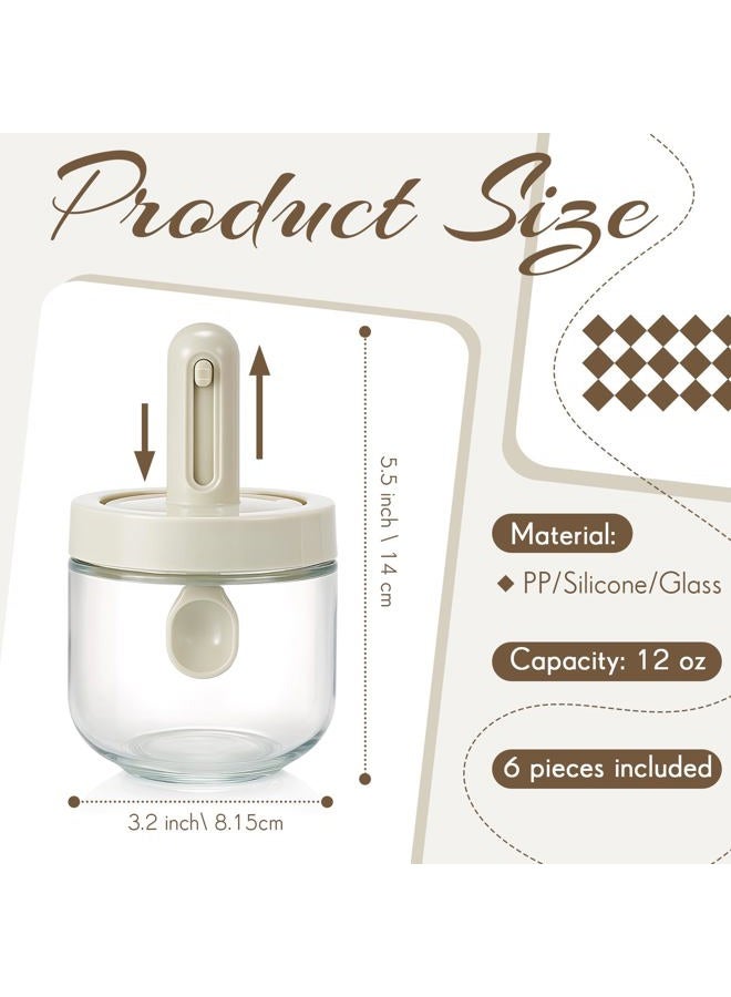 Mysora 6 Piece Glass Salt Container | Storage | Pepper, Table Salts, Sugar, Gourmet Salts, Spice |chili Herbs |12 oz |glass Salt Container with Lid and Retractable Spoon - Image 2