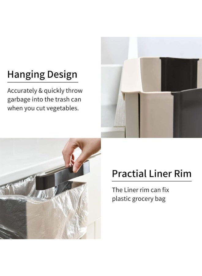 RokShop Foldable Hanging Trash Bin – Space-Saving Design for Kitchen and Home Use (Brown & Grey) - Image 3