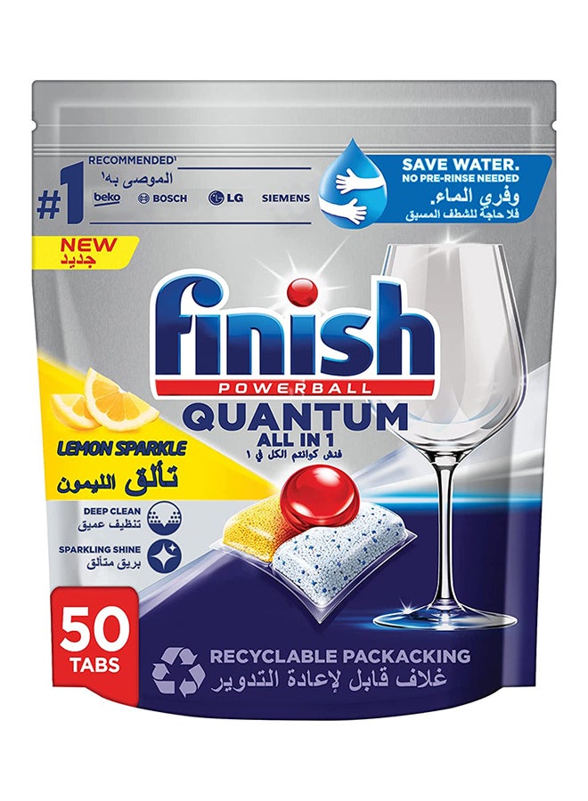 Finish Powerball Quantum All In 1 Dishwasher Lemon Sparkle 50 Tabs - Image 1